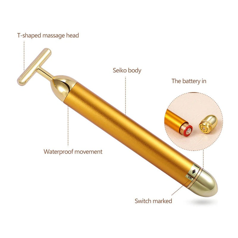 Energy 24K Gold T Beauty Bar Facial Roller MassagerBeauty Bar Facial Roller Massager